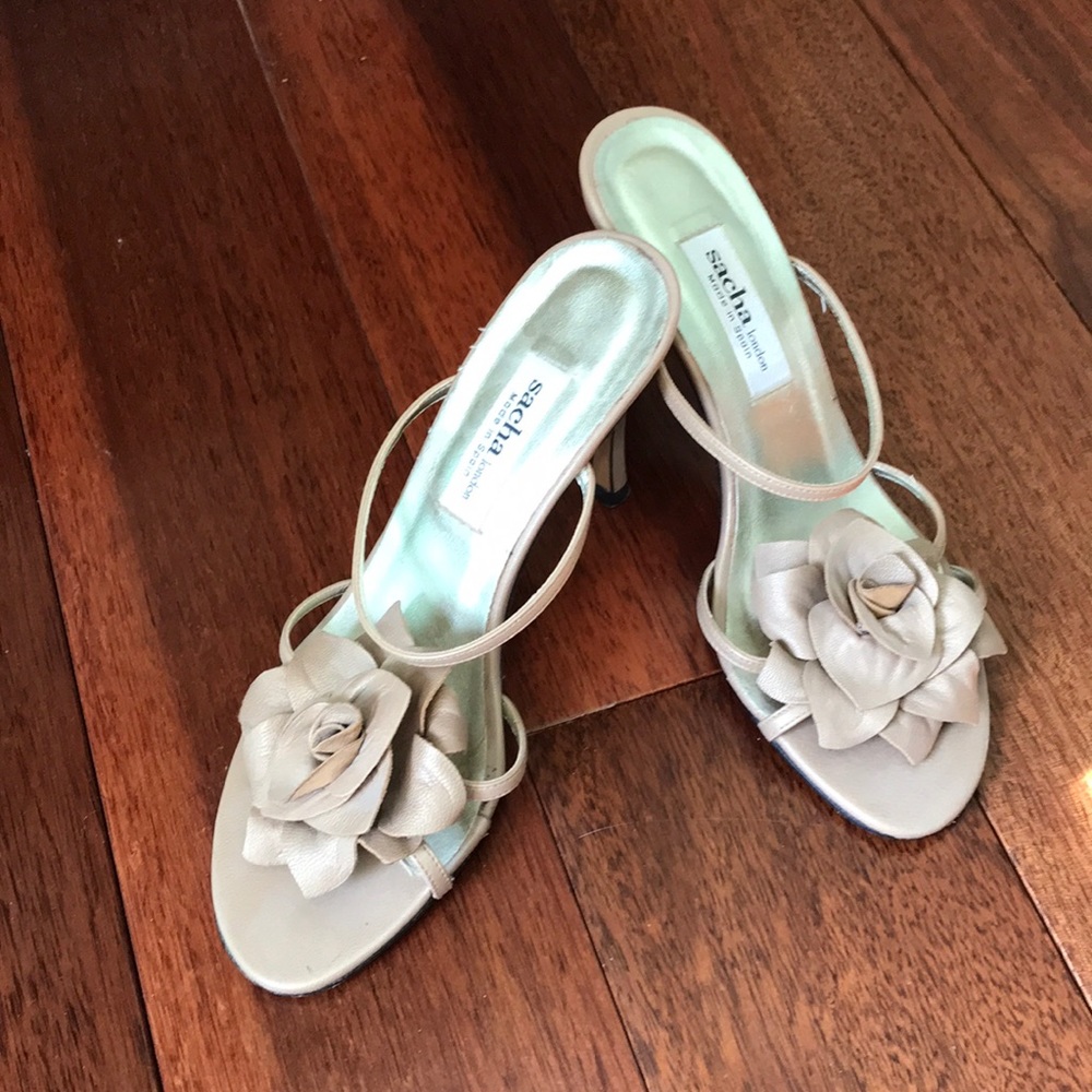 Sacha London leather flower heels